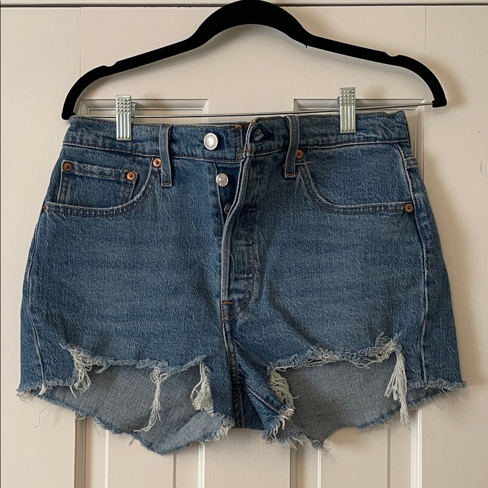 Levi's 501 Classic Blue Distressed Jean Shorts